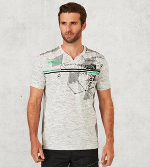 Modern Fit Notched-Collar Printed Short-Sleeve Tee